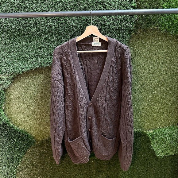 Vintage Ash Creek Trading Cable Knit Cardigan Sweater Large - Picture 1 of 6